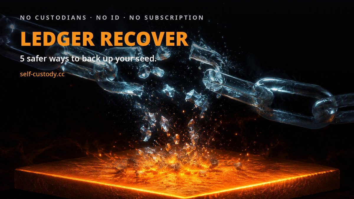 Ledger Recover alternatives — breaking chain over a solid steel seed backup plate